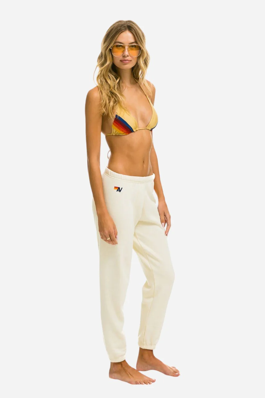 Aviator Nation 5 Stripe Sweatpants Vintage White - Image 3