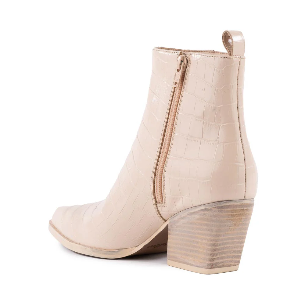 Seychelles Aboard Boot in Cream Croco Leather - Image 3