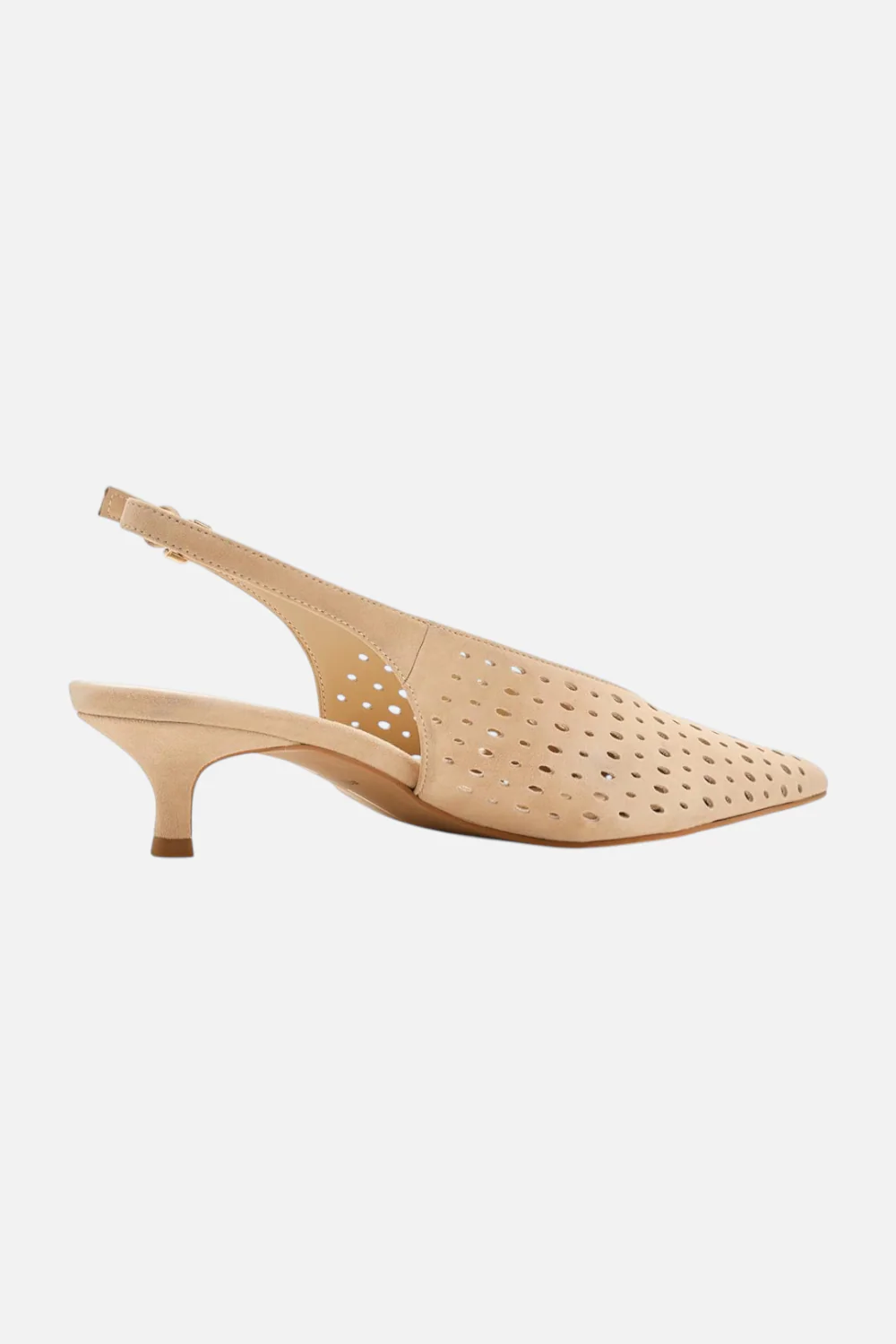Dolce Vita Alenna Perforated Kitten Heel in Camel Suede