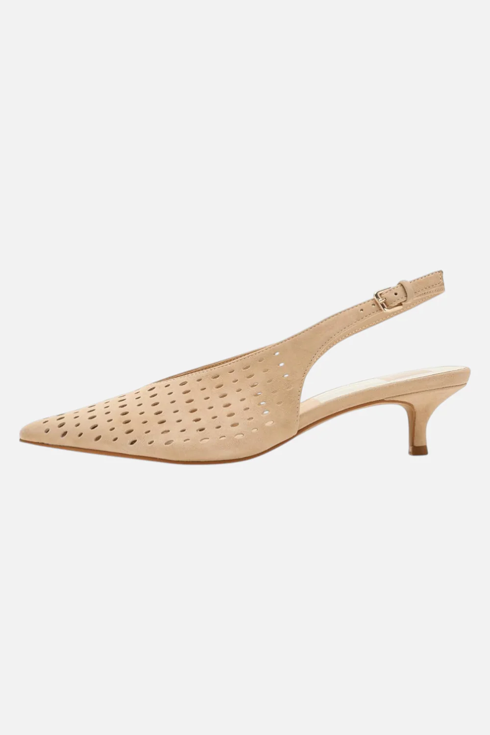 Dolce Vita Alenna Perforated Kitten Heel in Camel Suede - Image 2