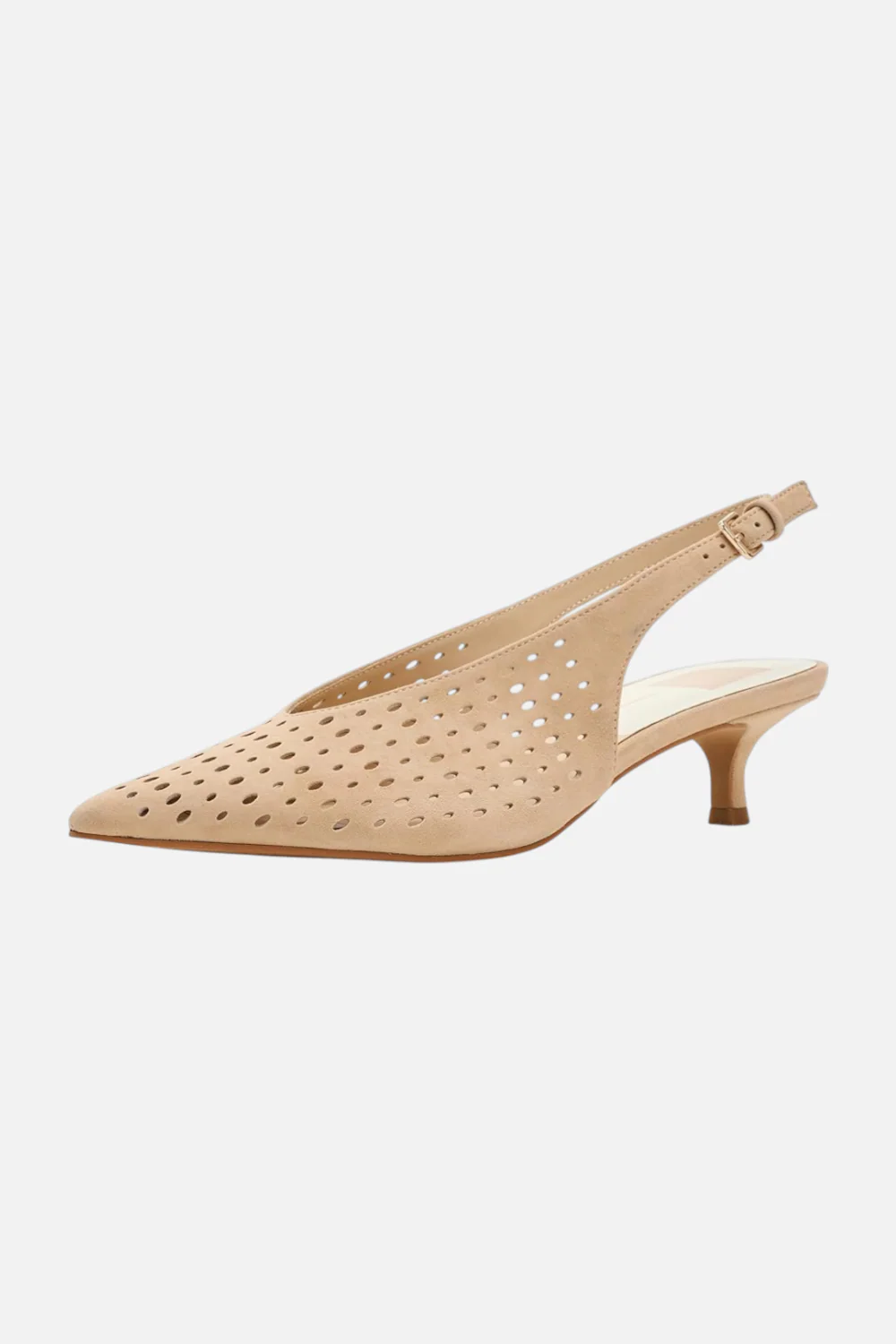 Dolce Vita Alenna Perforated Kitten Heel in Camel Suede - Image 3
