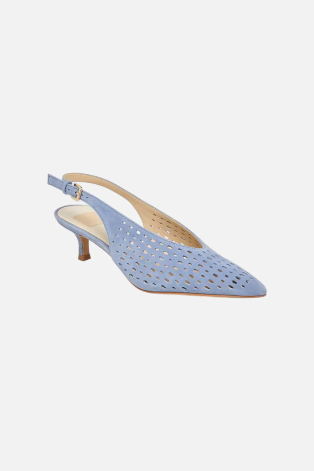 Dolced Vita Alenna Perforated Suede Kitten Heel Slingback Pumps in Periwinkle