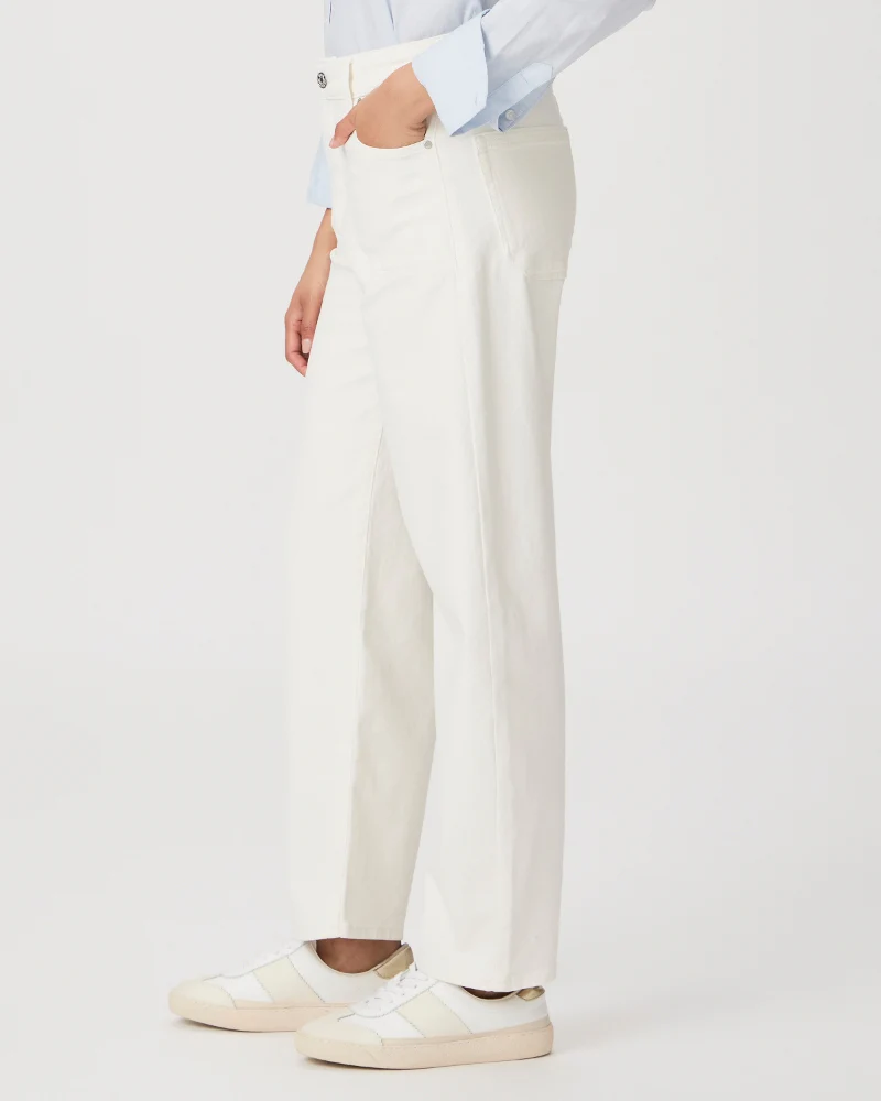 Paige Alexis Covered Button Fly Pants in Tonal Ecru - Image 3