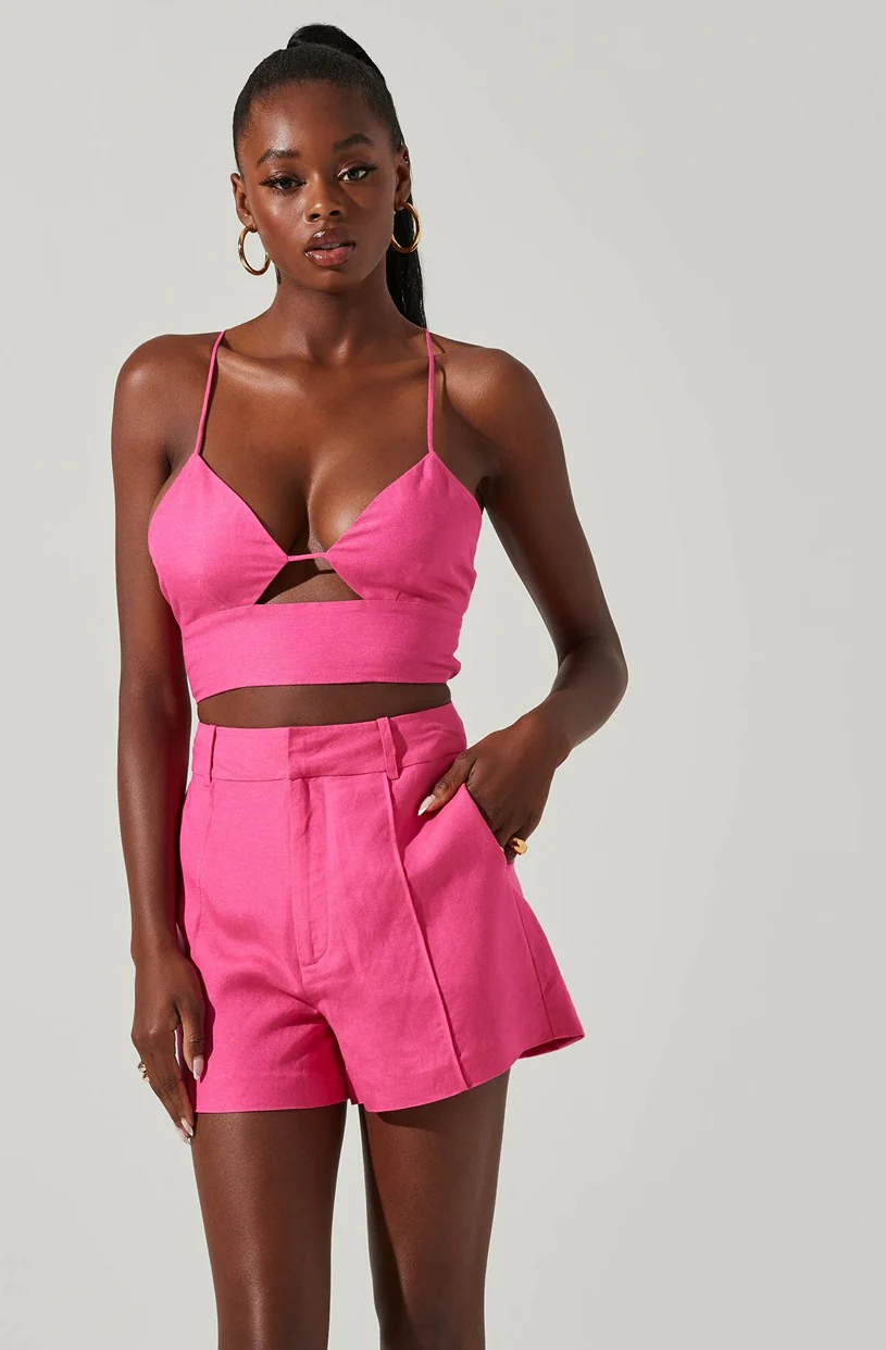 ASTR The Label Amiah Cutout Crop Top in Pink - Image 4
