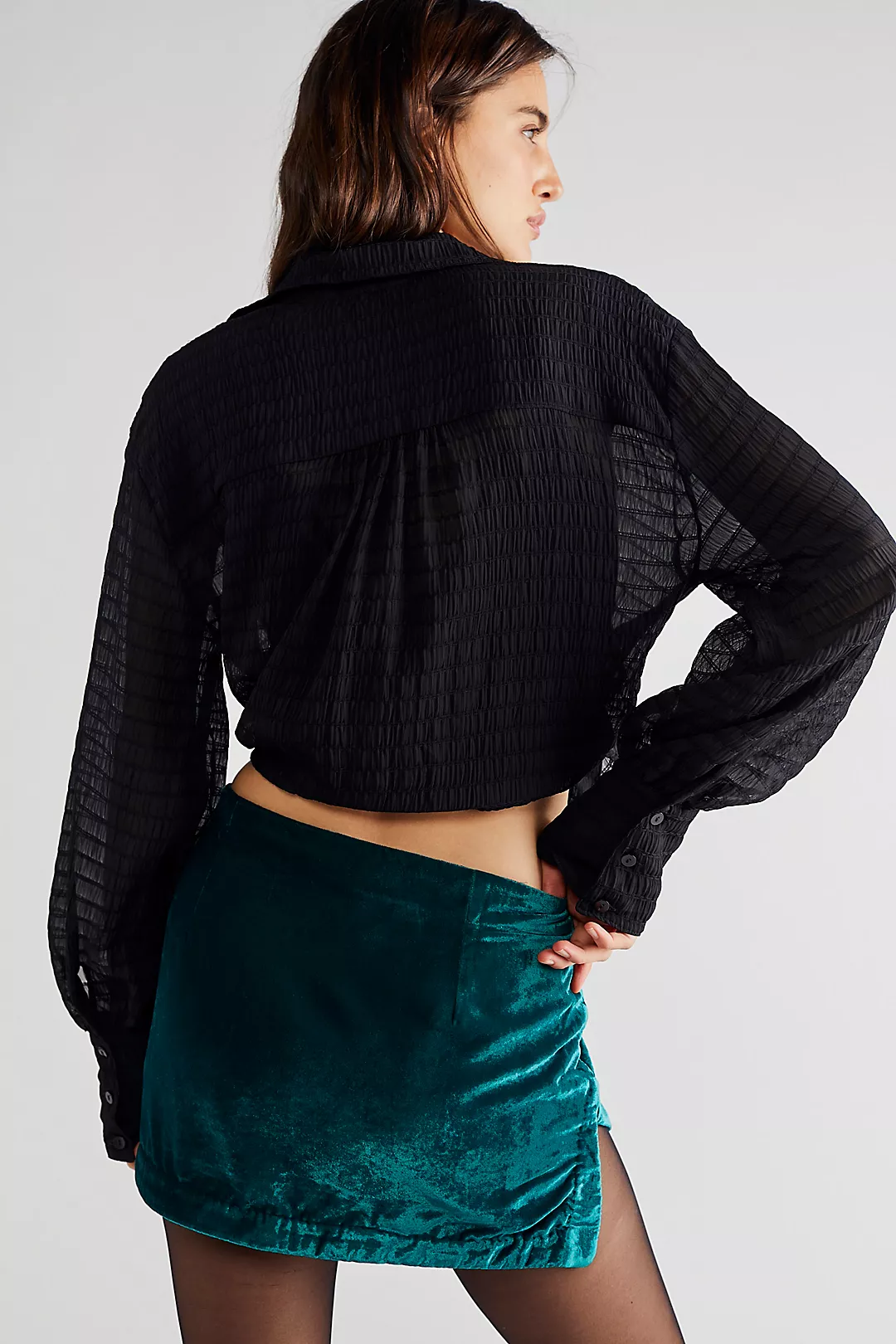 Free People Annalise Velvet Mini Deep Teal - Image 3