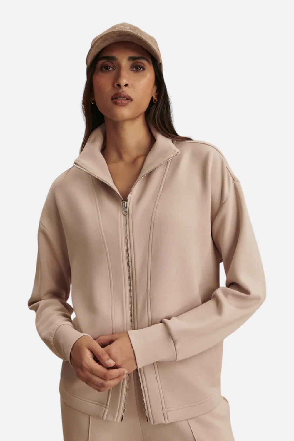 Varley Women's Arlene Zip Through Sweat in Mushroom - Image 2