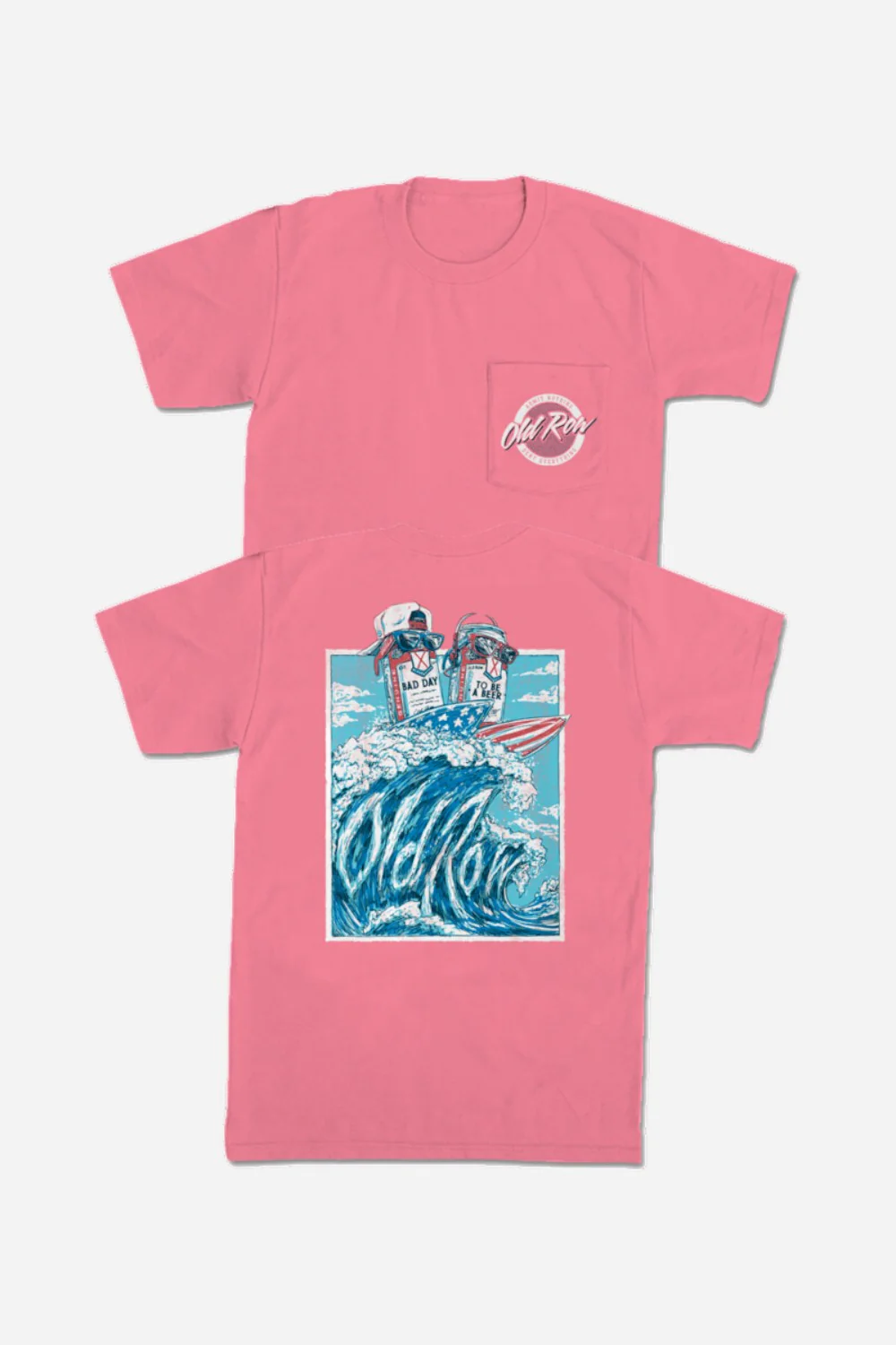 Old Row Bad Day To Be A Beer Surf's Up Pocket Tee in Pink