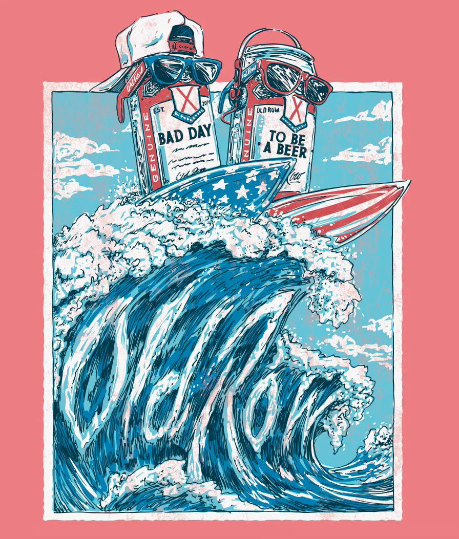 Old Row Bad Day To Be A Beer Surf's Up Pocket Tee in Pink - Image 2