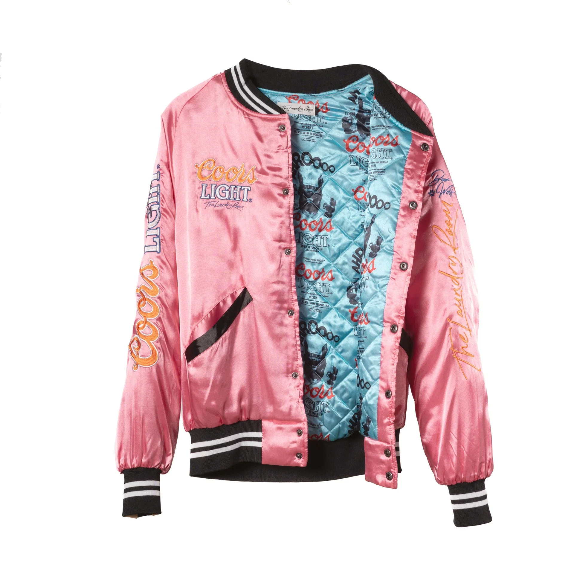 The Laundry Room Beer Wolf Time Stadium Jacket in Blush Pink - Image 3