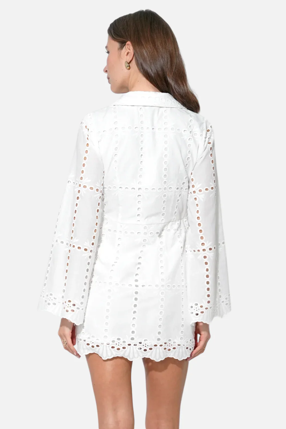 Adelyn Rae Women's Bella Wrap Eyelet Mini Dress in White - Image 3