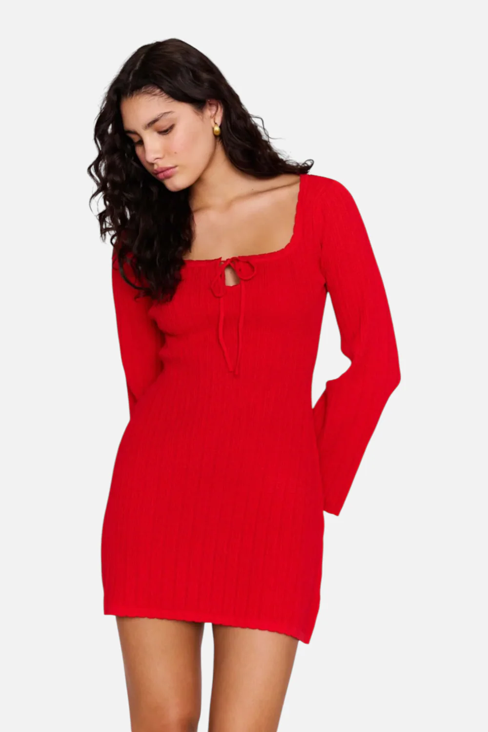 Minkpink Bellini Red Ribbed Knit Mini Dress