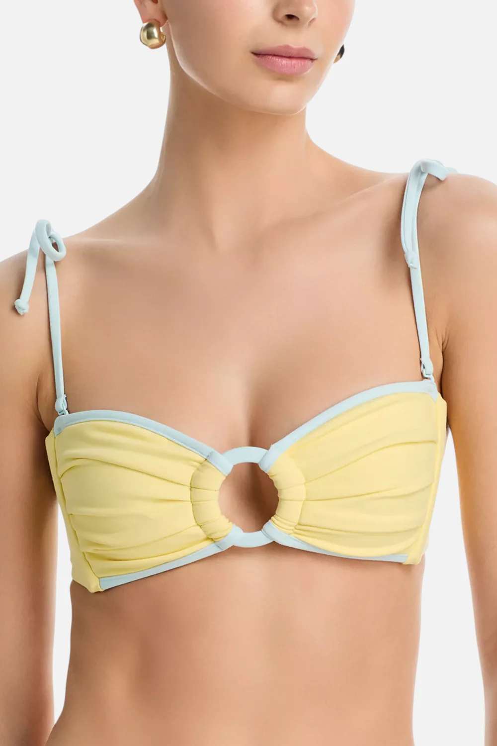 Montce Women's Binded Tori Ties Bandeau Bikini Top in Sunshine