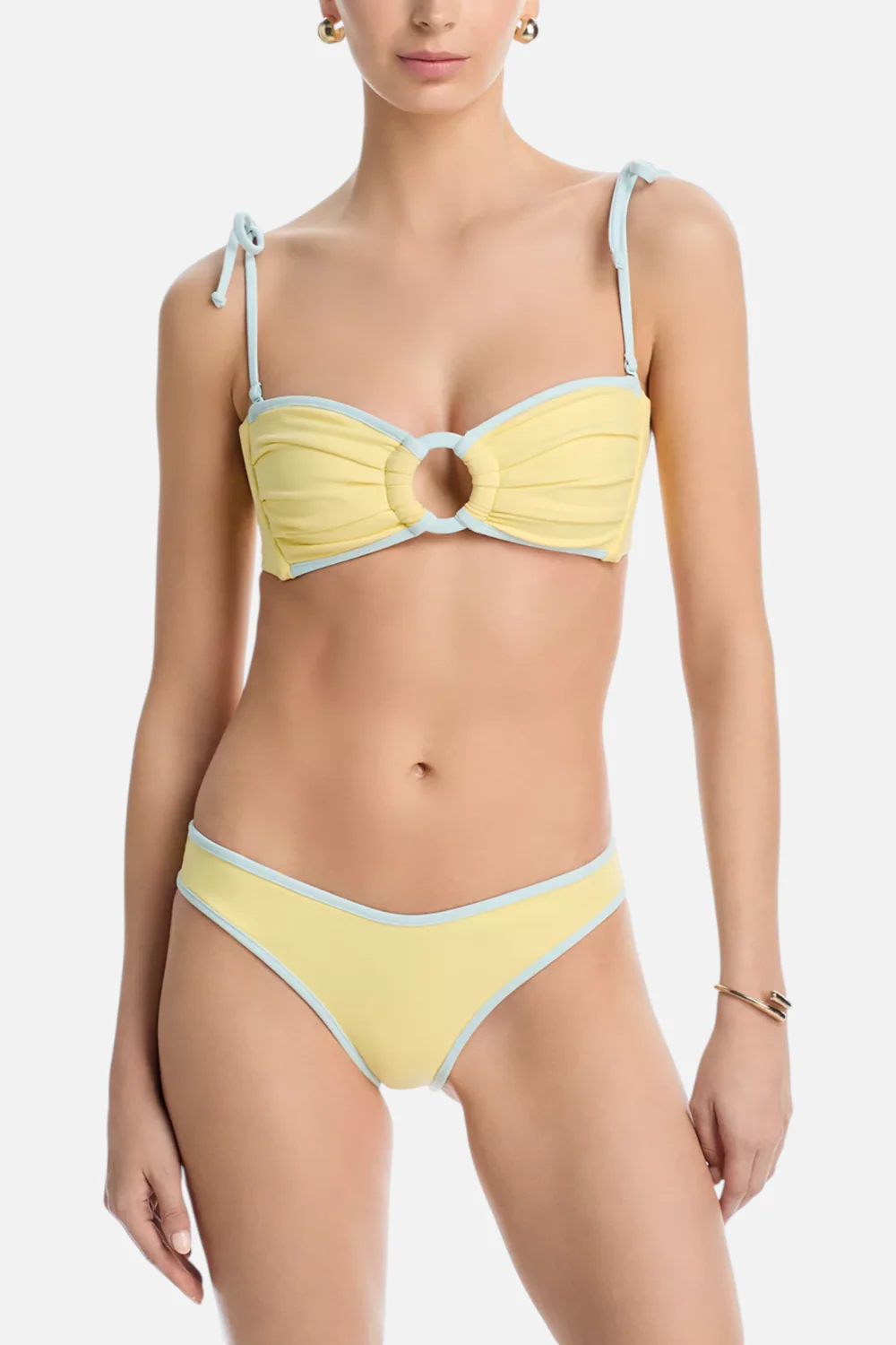 Montce Women's Binded Tori Ties Bandeau Bikini Top in Sunshine - Image 3
