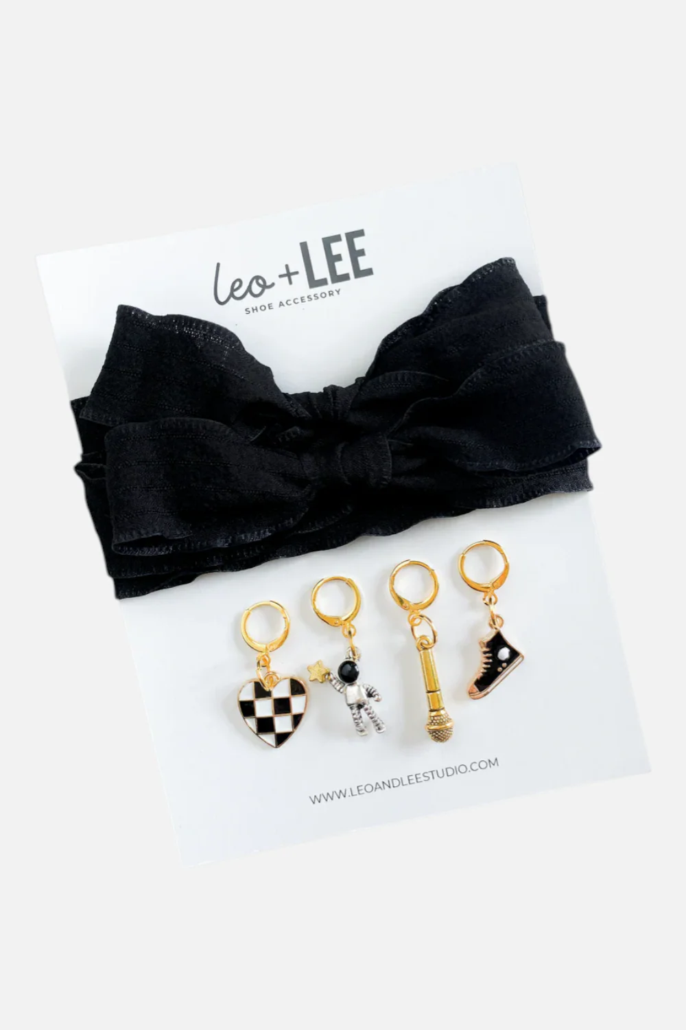 Leo & Lee Kid's Black Sneaker Laces & Charm Set