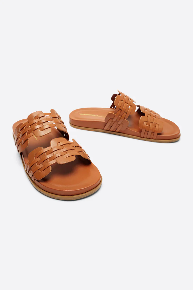 Intentionally Blank Brian Natural Sole Slides in Tan - Image 2