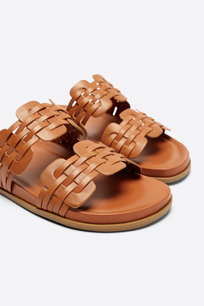 Intentionally Blank Brian Natural Sole Slides in Tan - Image 4