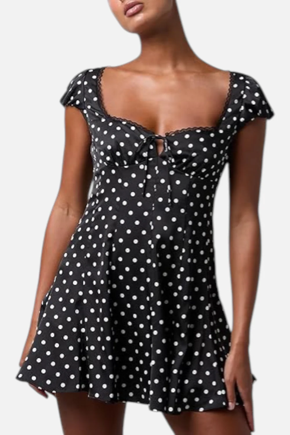 Lulus Cambria Sweetheart Mini Dress in Black & White