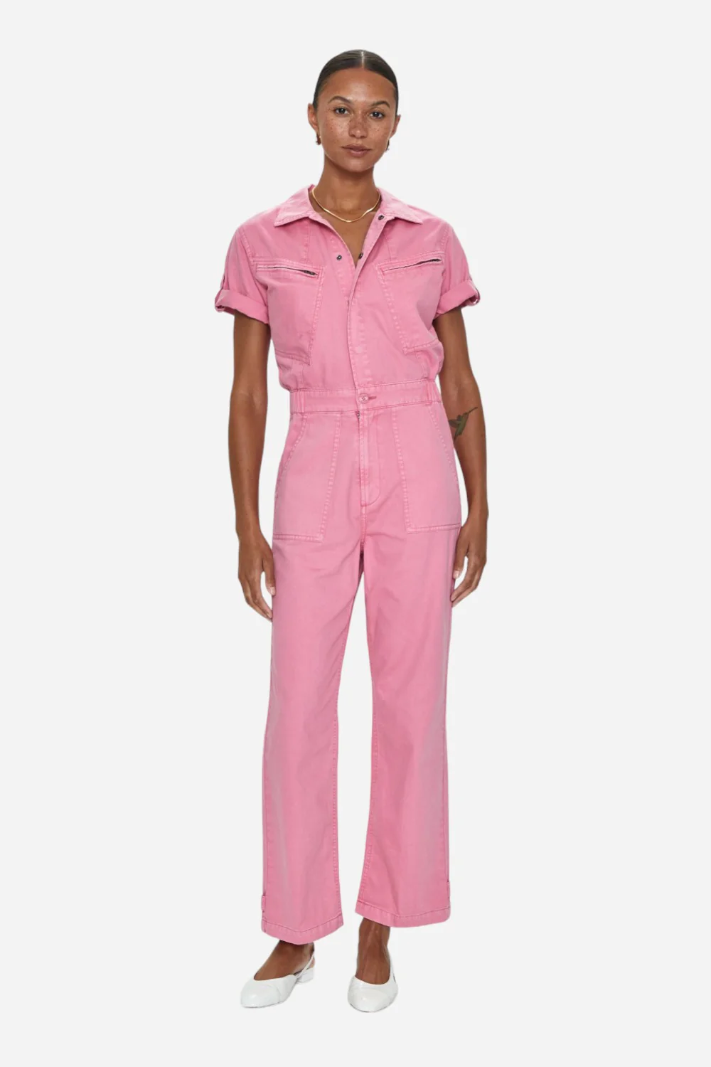Pistola Campbell Aviator Flight Jumpsuit in Peony Pink