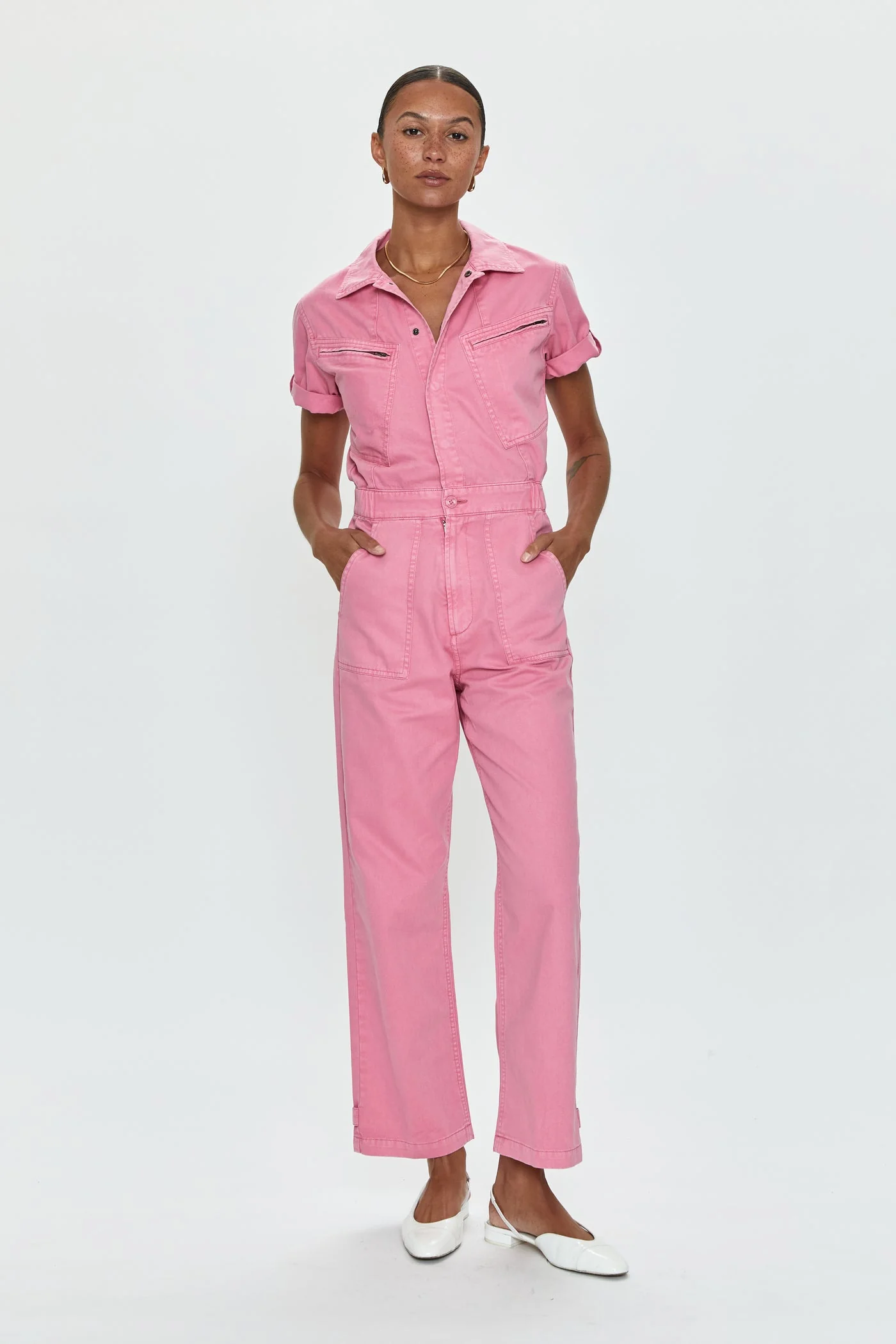 Pistola Campbell Aviator Flight Jumpsuit in Peony Pink - Image 2