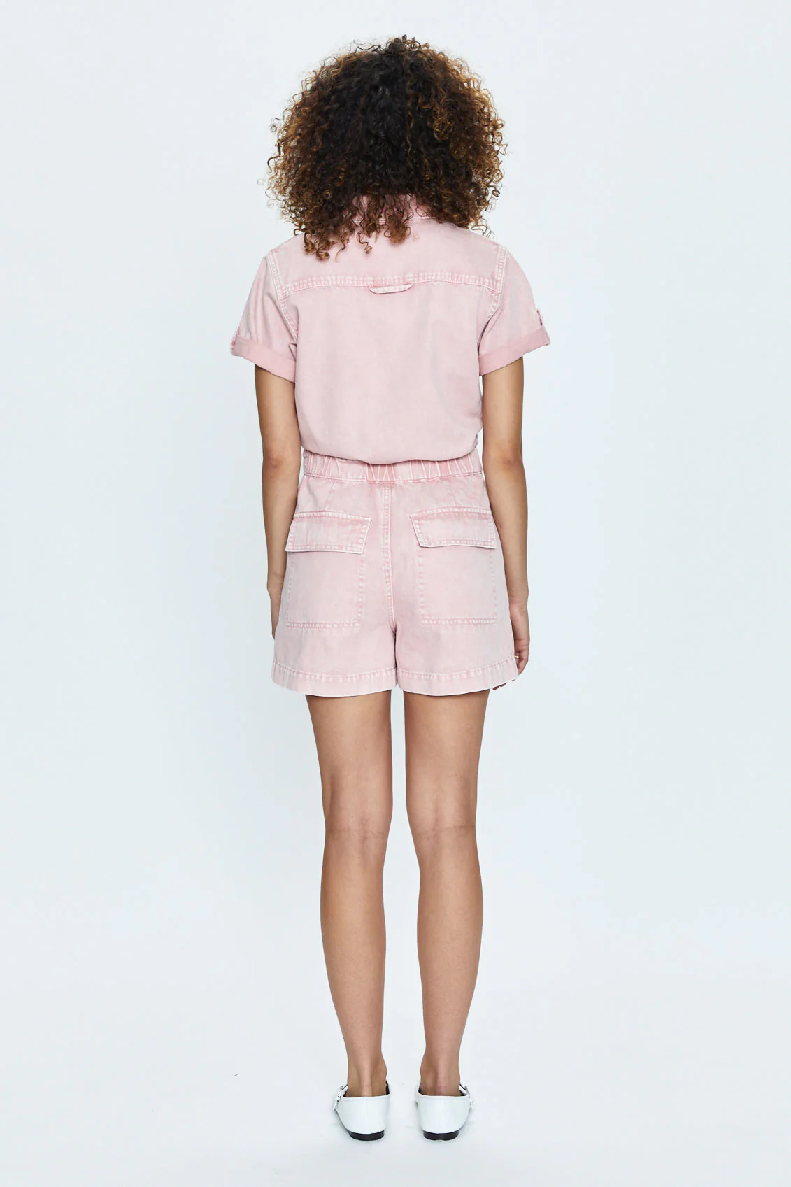 Pistola Campbell Short Sleeve Romper in Rose Quartz - Image 3