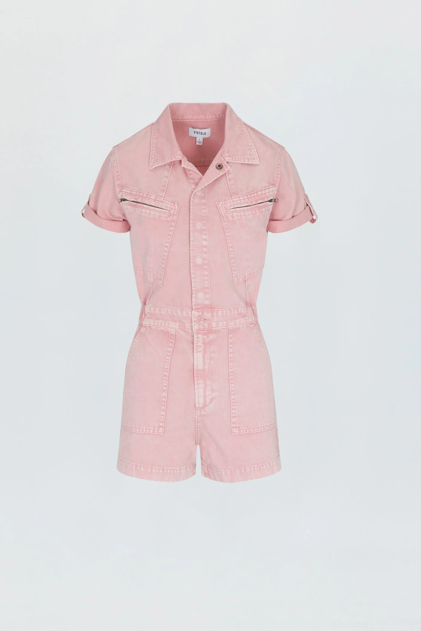 Pistola Campbell Short Sleeve Romper in Rose Quartz - Image 4
