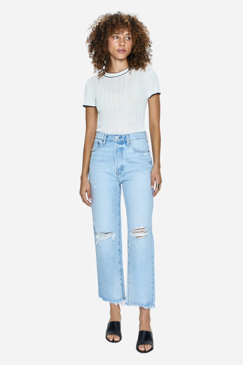 Pistola Cassie Crop High-Rise Straight Jeans in Daytrip Distressed - Image 2