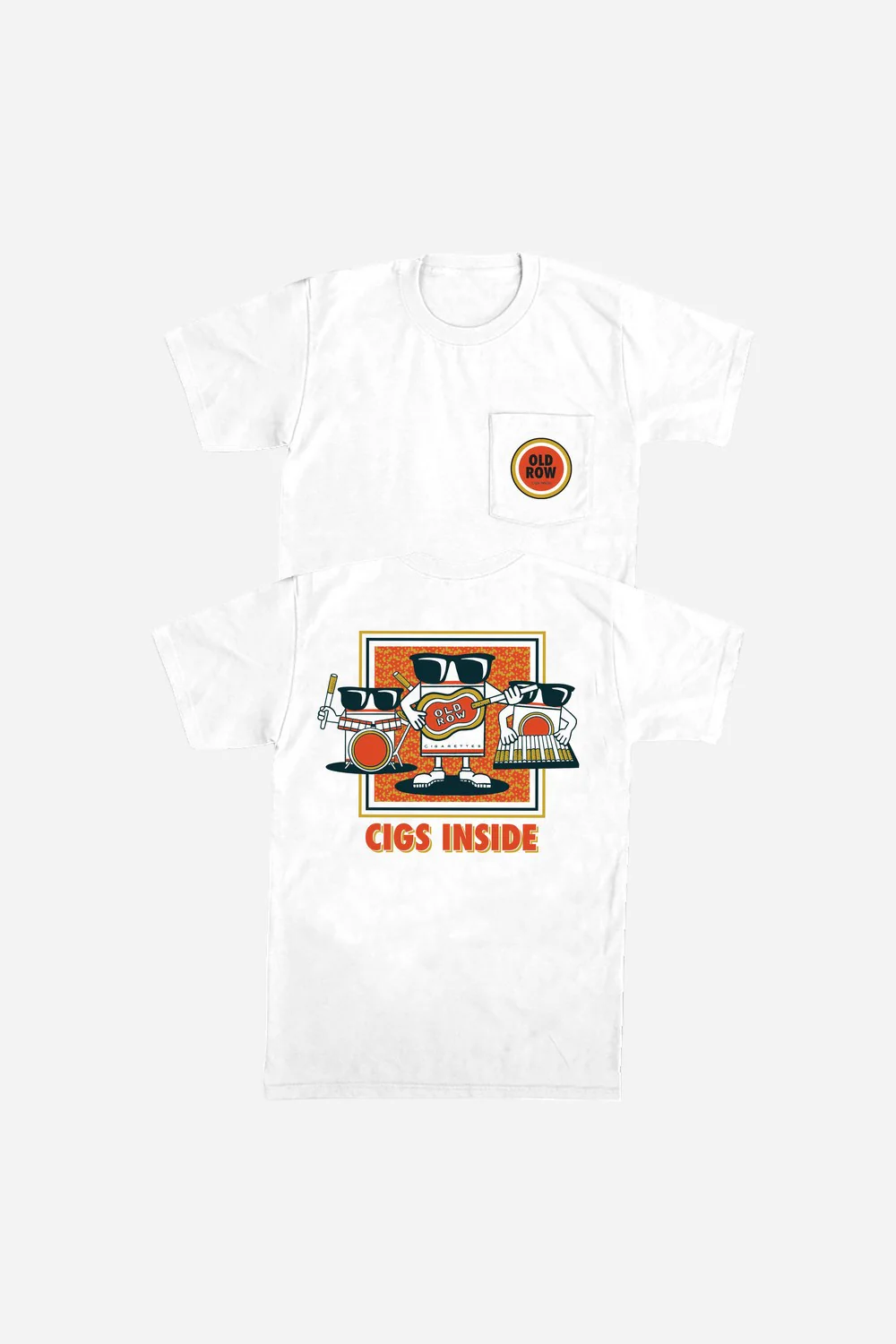 Old Row Cigs Inside Lucky Pocket Tee in White