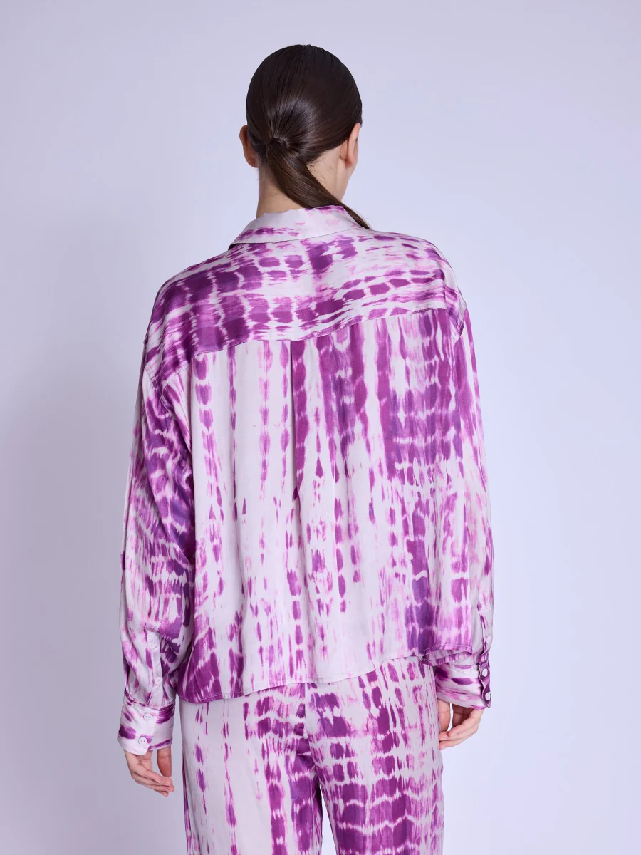 Berenice Circe Satin Long Sleeve Shirt in Mosaic Purple - Image 4