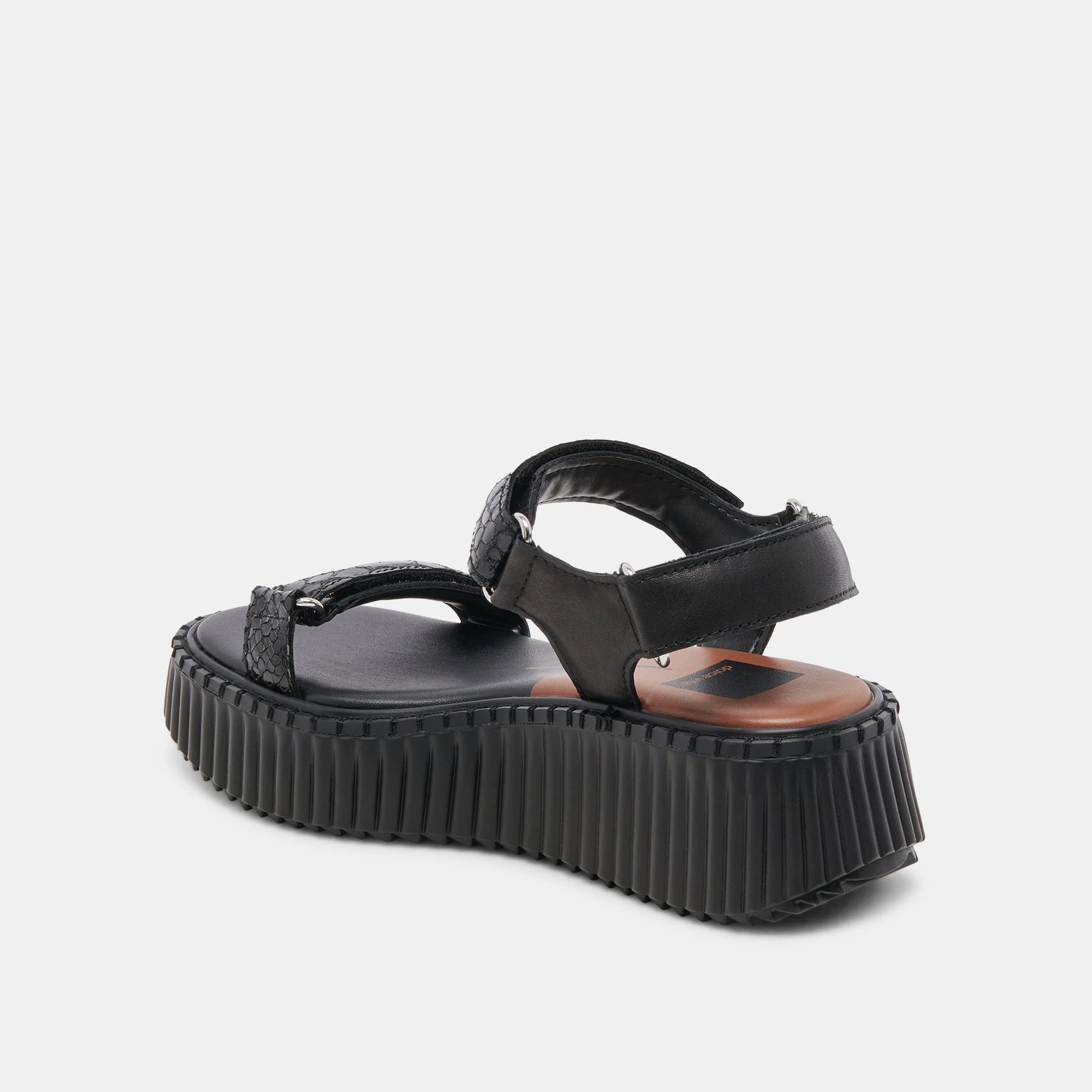 Dolce Vita Debra Sandals in Midnight Embossed Leather - Image 5