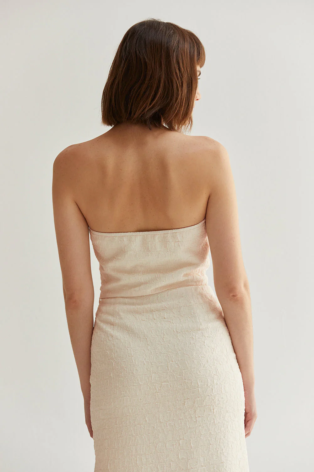 Crescent Delia Textured Tube Top in Cream - Image 6