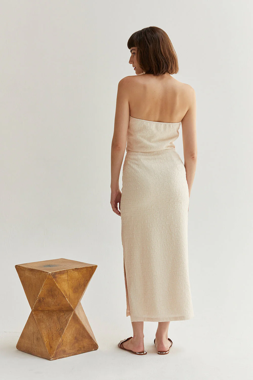 Crescent Demi Textured Midi Skirt in Cream - Image 5