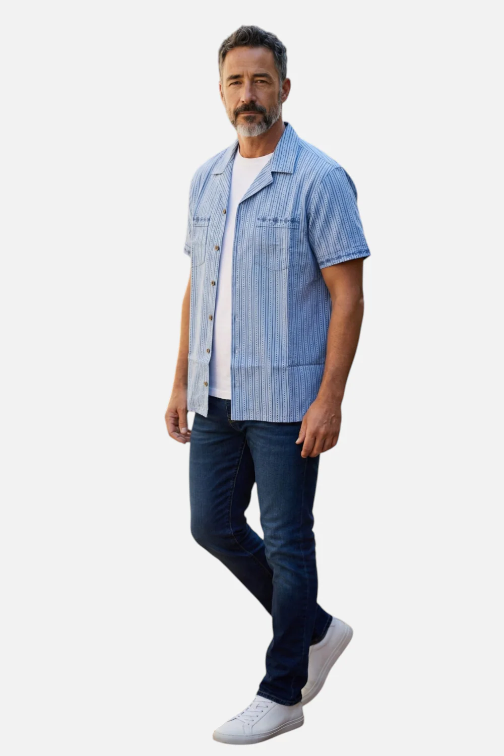Criquet Men's Desi Shirt in Embroidered Navy - Image 2