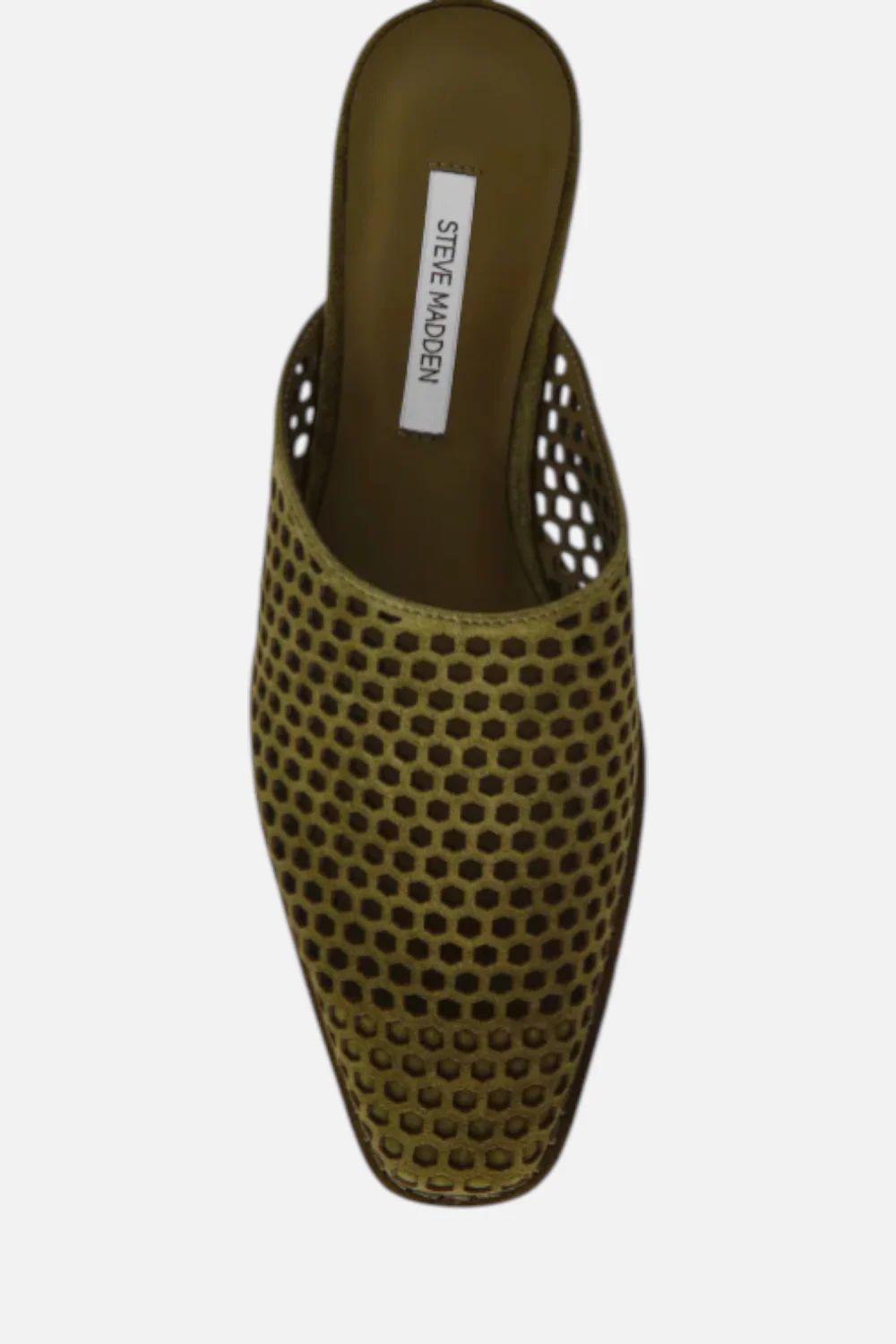 Steve Madden Women's Dessa Perforated Mule in Olive Suede - Image 4