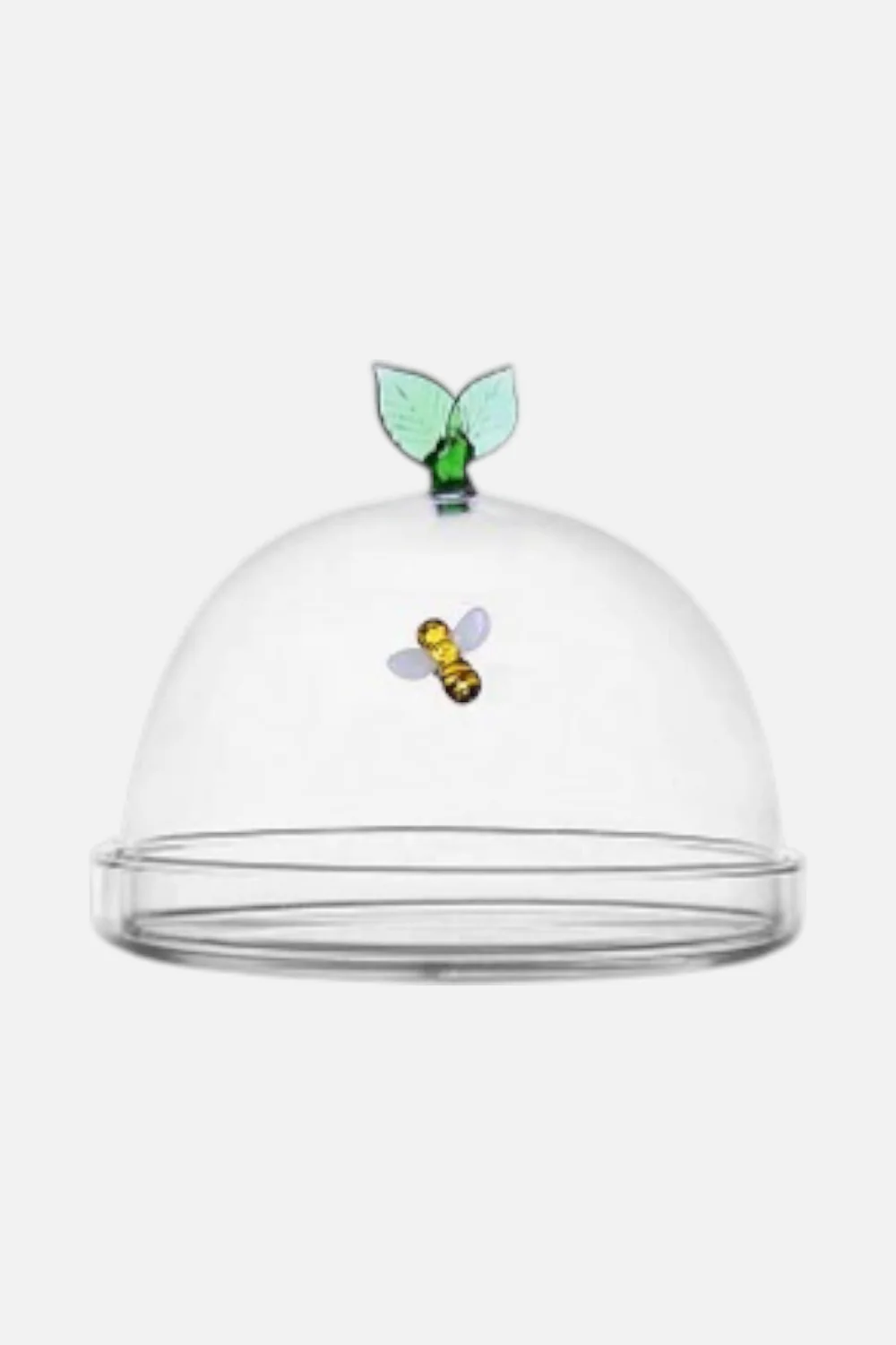 Ichendorf Garden Picnic Bee & Leaf Glass Covered Cheese Plate with Dome