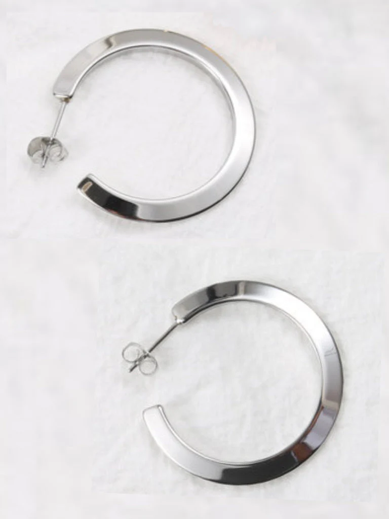 Farrah B Endless Hoop Earrings in Silver - Image 2