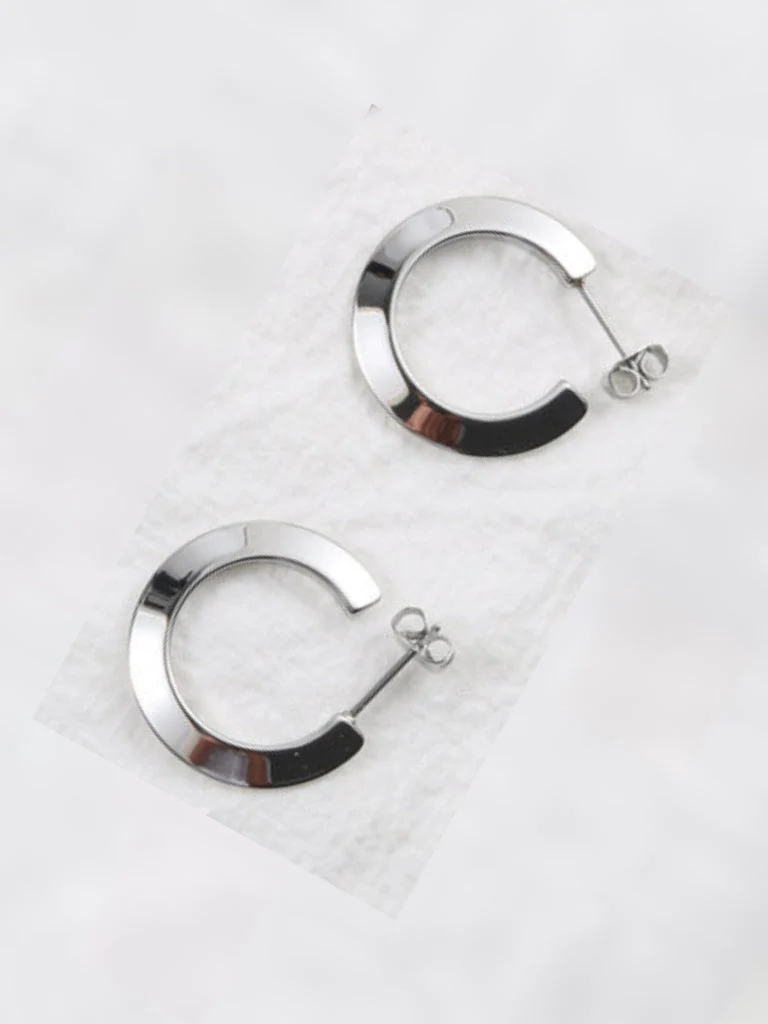 Farrah B Endless Hoop Earrings in Silver - Image 3