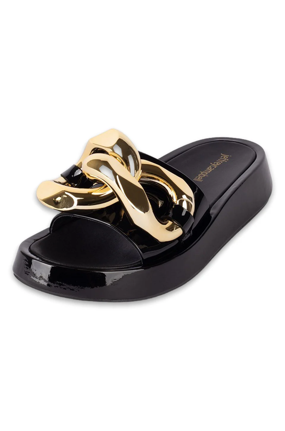 Jeffrey Campbell Epirus Platform Sandal in Black Patent Gold - Image 2