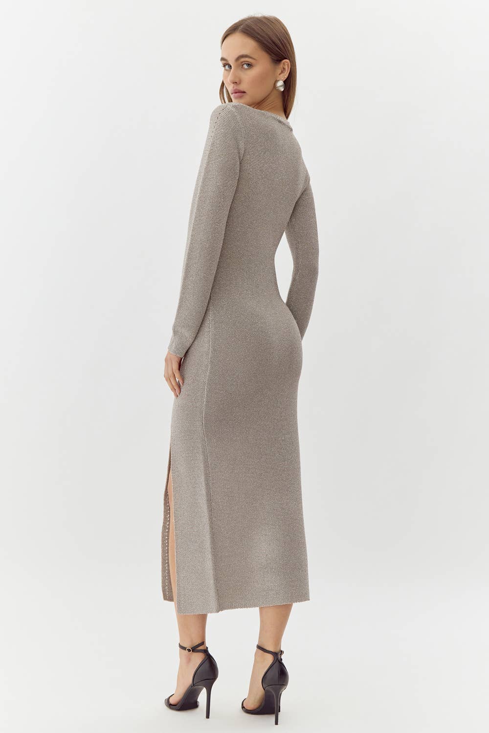 Adelyin Rae Estelle Metallic Knit Midi Dress - Image 2