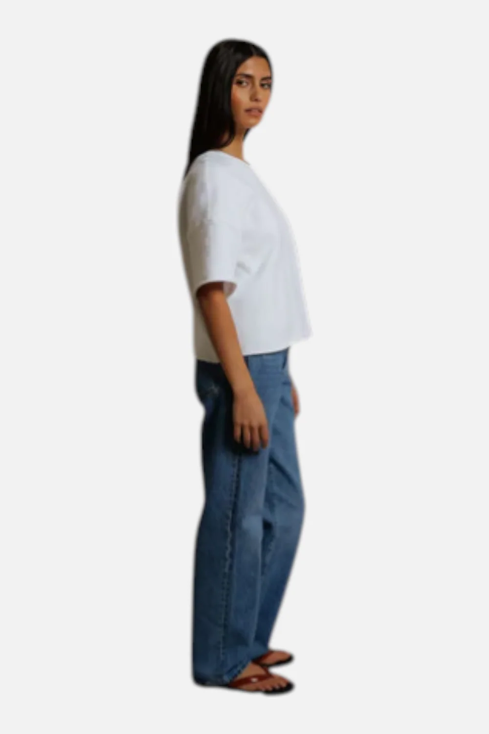 Perfect White Tee Ezra Short Sleeve Sweatshirt in White - Image 2