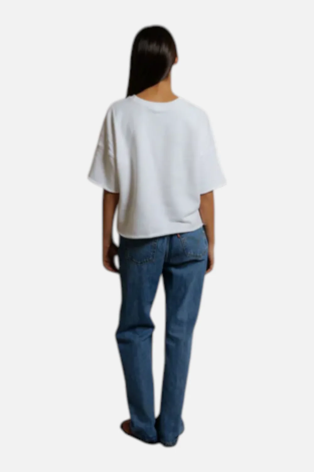 Perfect White Tee Ezra Short Sleeve Sweatshirt in White - Image 3