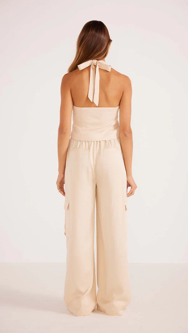 MinkPink Fabella Halter Vest in Beige - Image 4