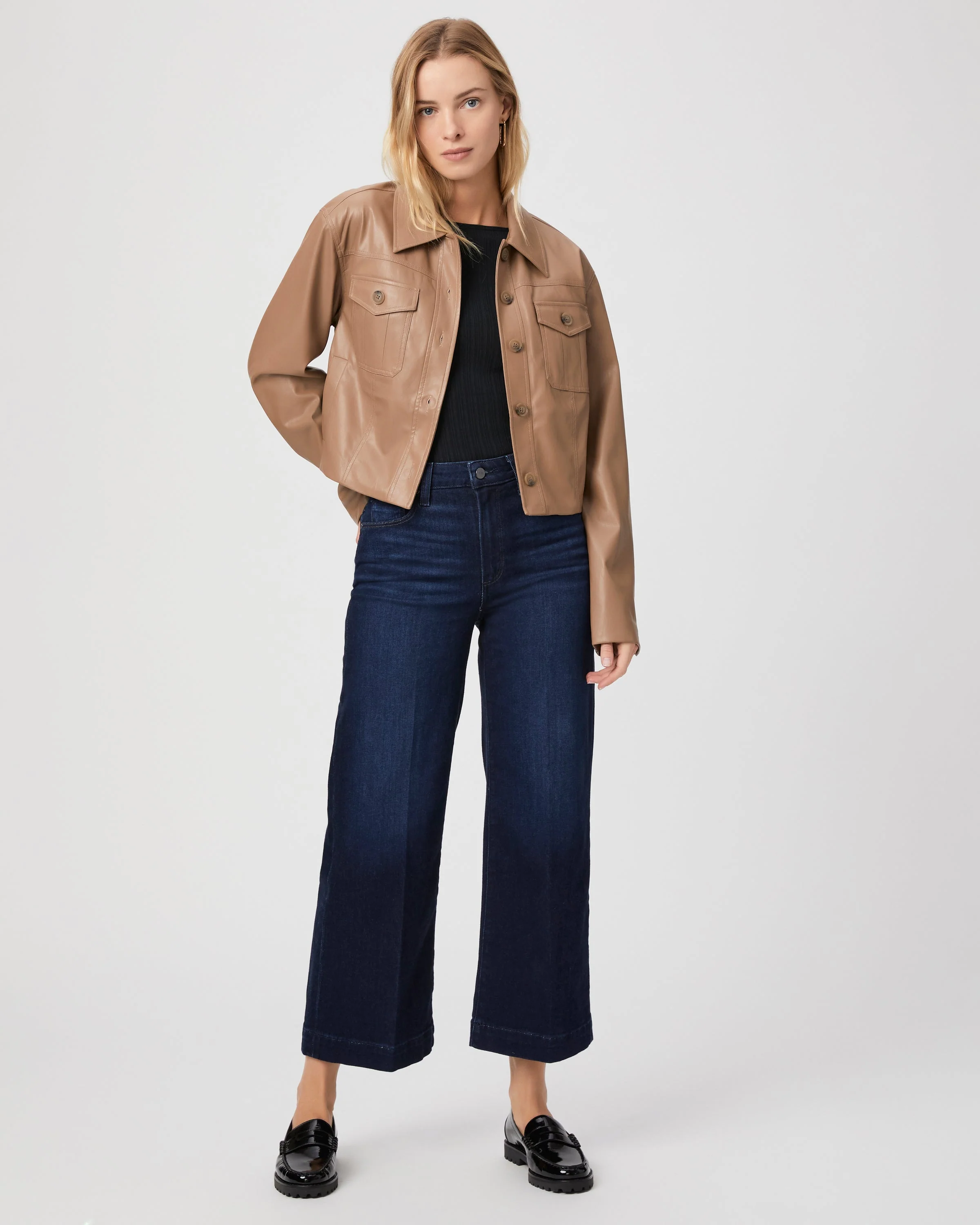 Paige Fenwick Jacket in Burnt Sugar Faux Leather - Image 2