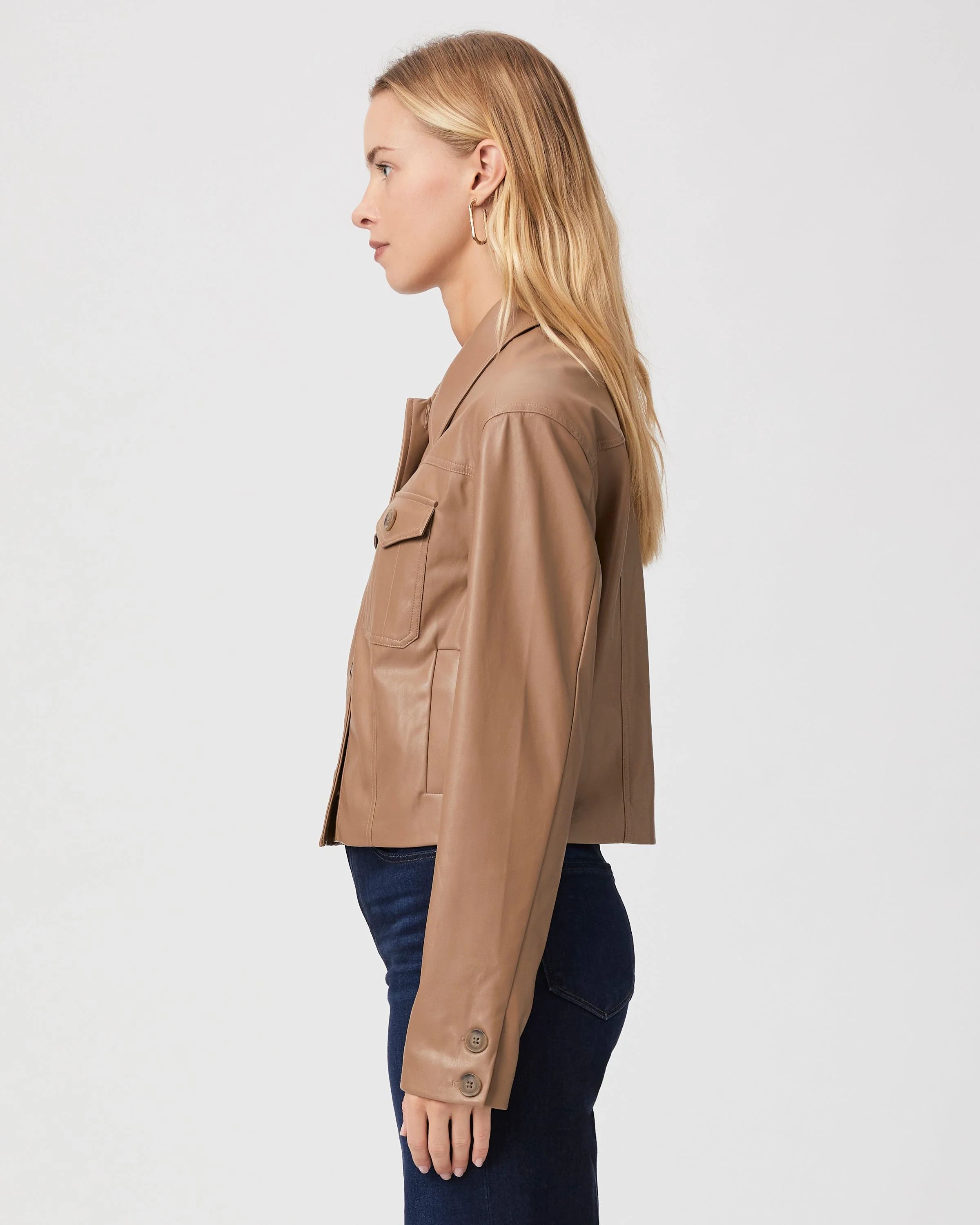 Paige Fenwick Jacket in Burnt Sugar Faux Leather - Image 3