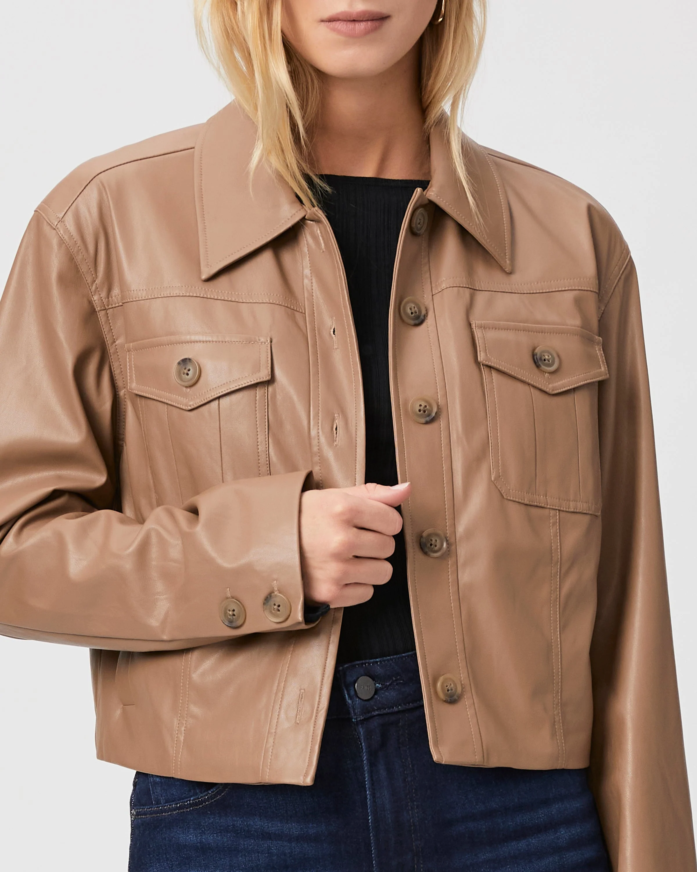 Paige Fenwick Jacket in Burnt Sugar Faux Leather - Image 5