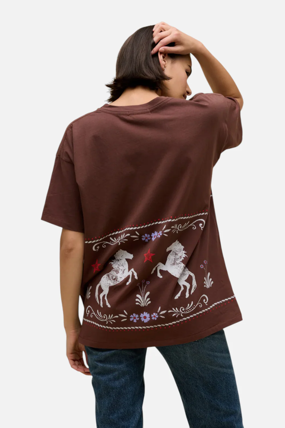 Daydreamer LA Women's Floral Horse Pattern Merch Tee in Nutmeg - Image 2