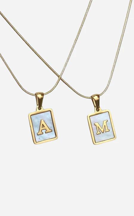Farrah B Free Agent Initial Necklace in Gold - Letter W