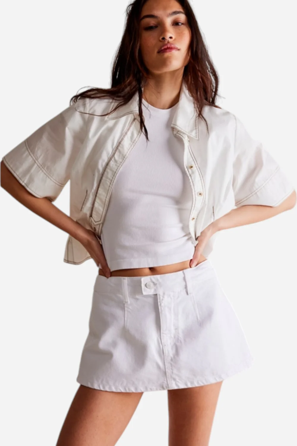 Free People We the Free Galivanting Peekaboo Skort in Optic White