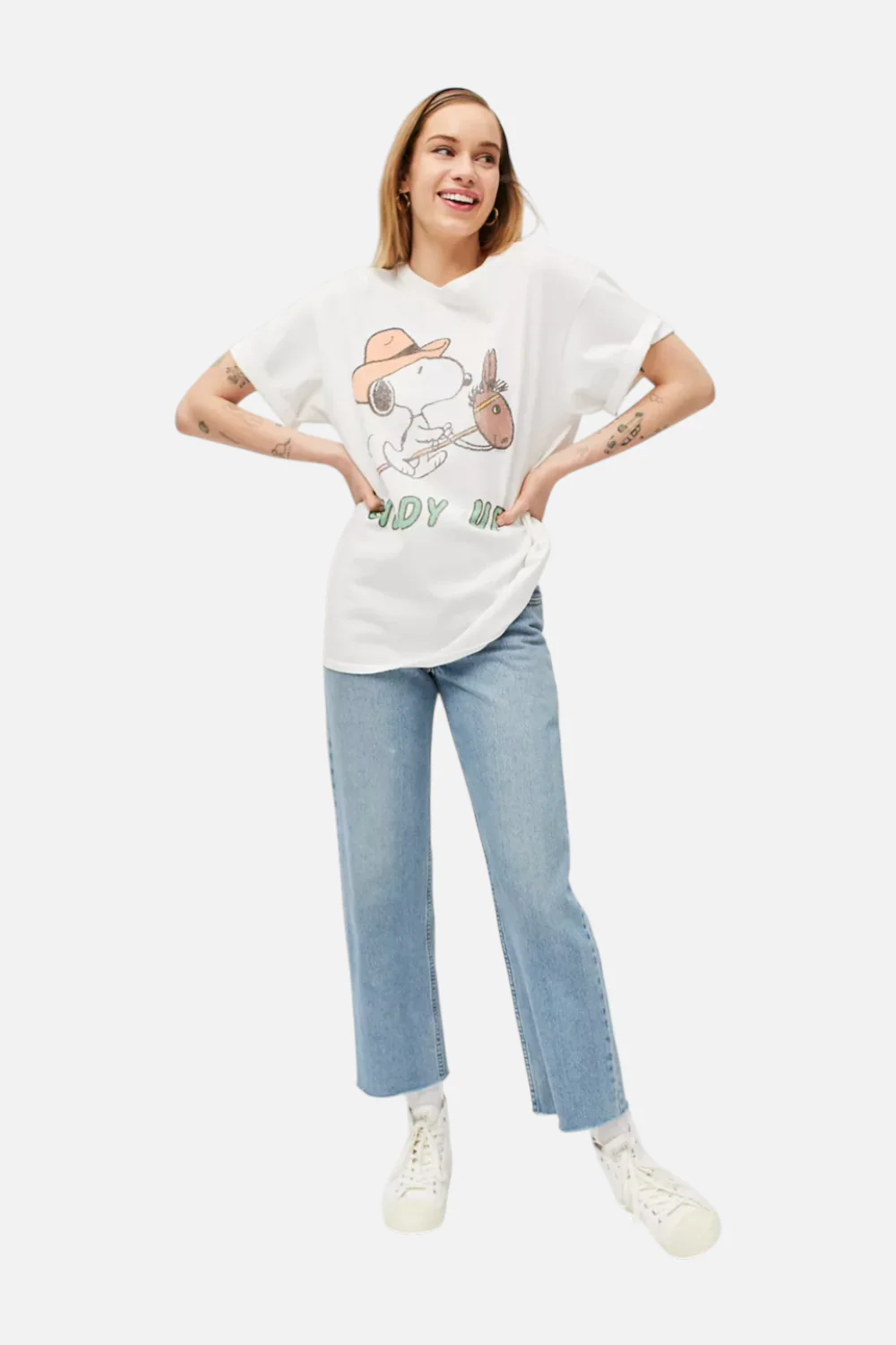 Junk Food Women's Giddy Up Snoopy Tee in White - Image 2
