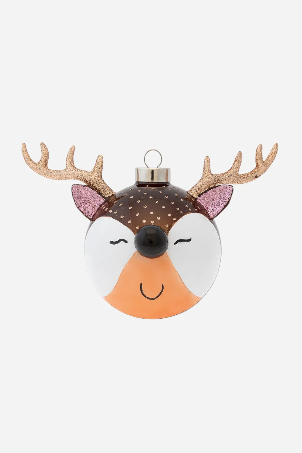 Kat + Annie Happy Reindeer Round Ornament