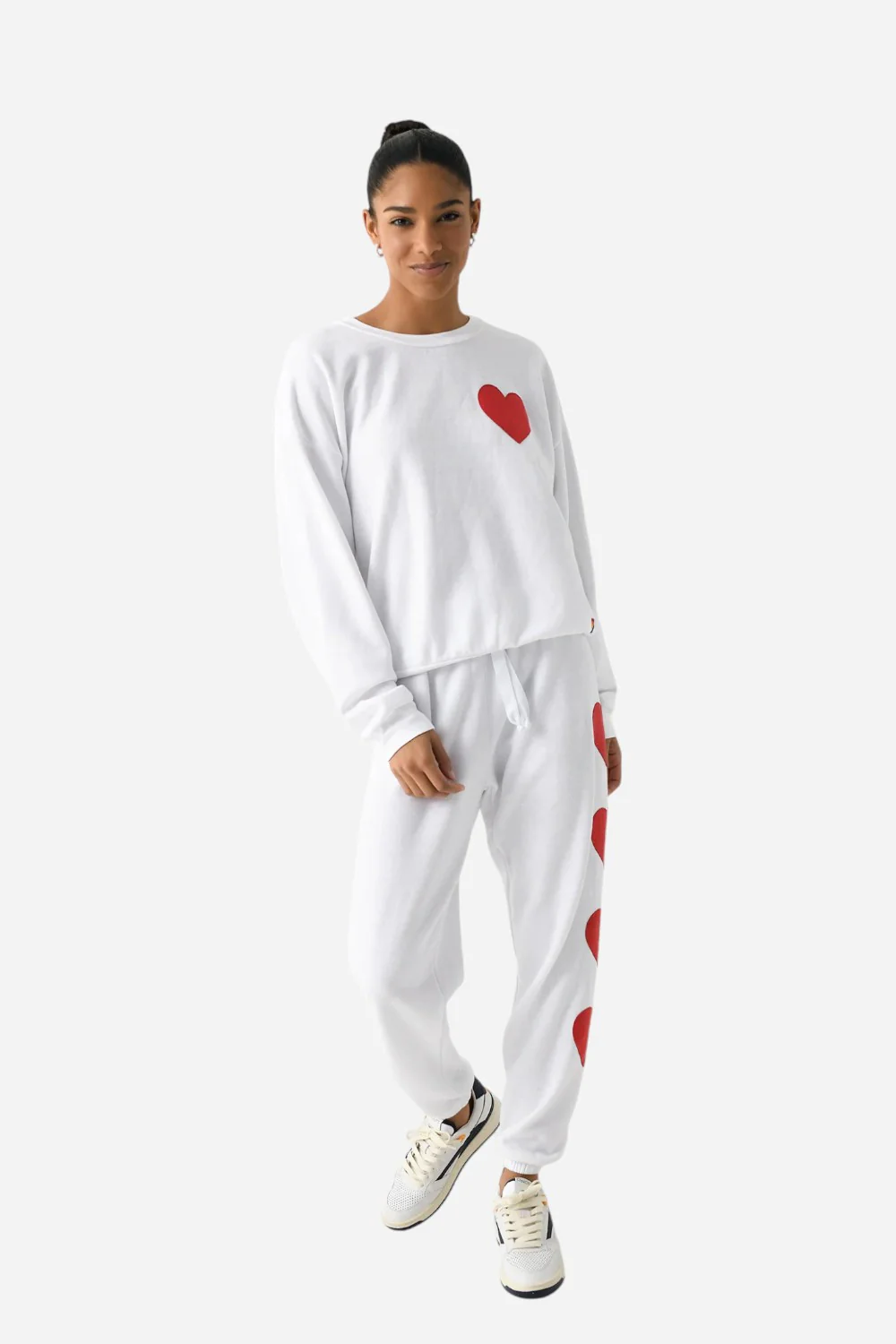 Aviator Nation Heart Stitch 4 Sweatpants in White - Image 4